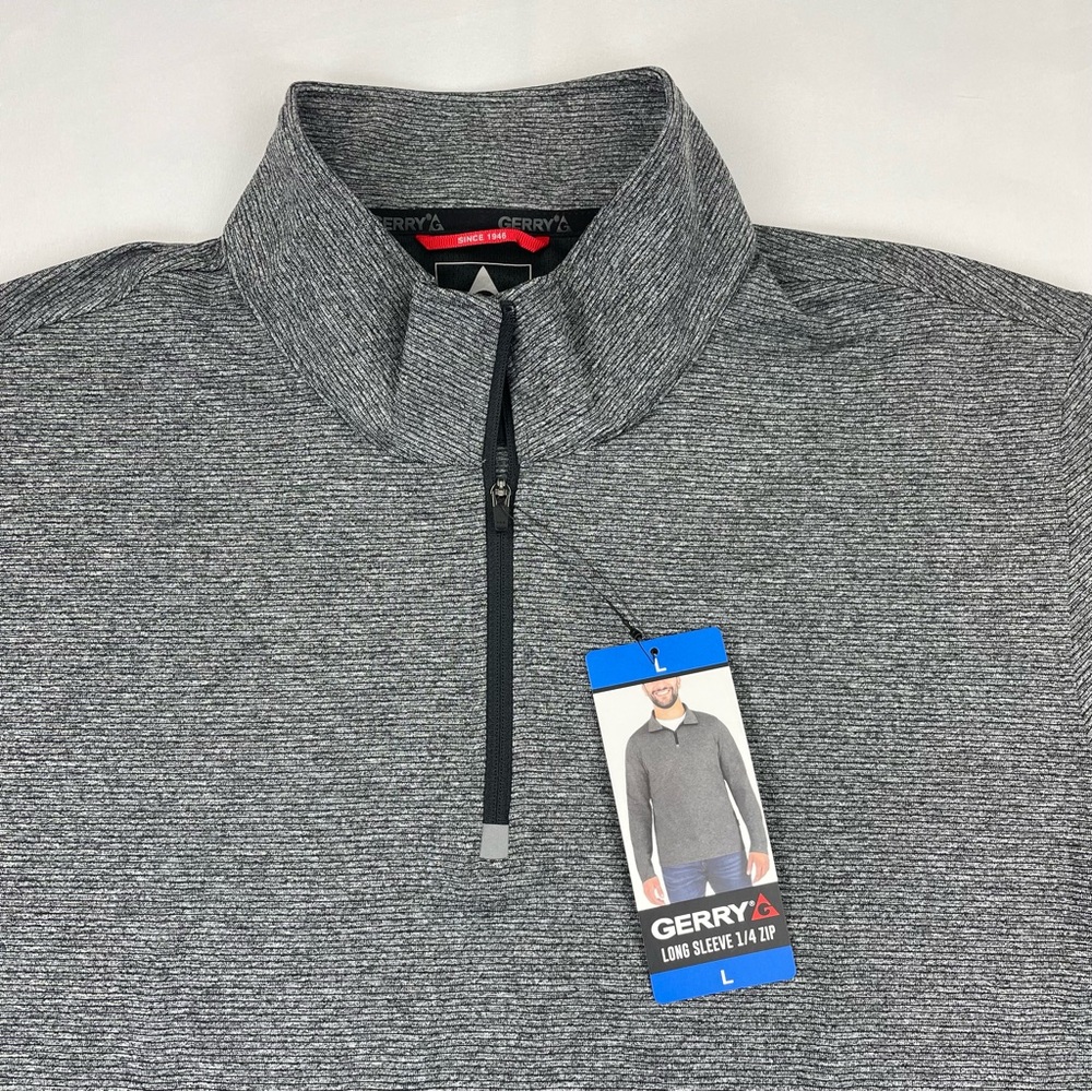 Gerry Mens Quarter Zip Long Sleeve Pullover Comfort Stretch, Gray Size Large NWT - Picture 4 of 11